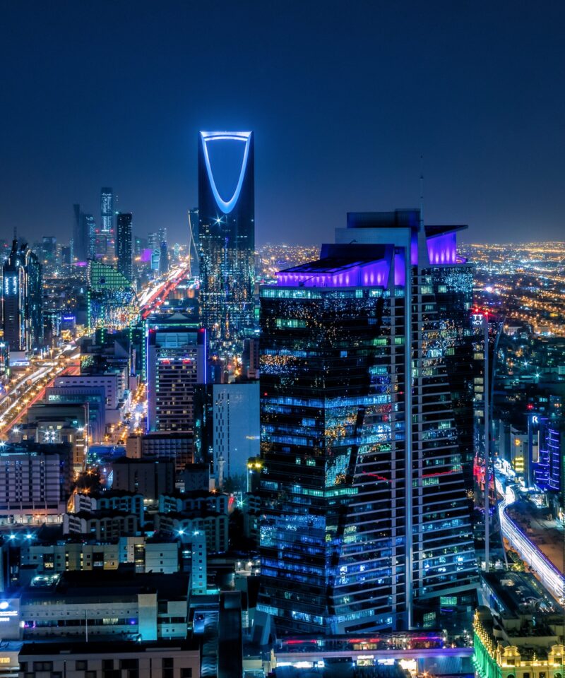 Travel to Saudi Arabia by bus – Riyadh skyline with Kingdom Centre Tower