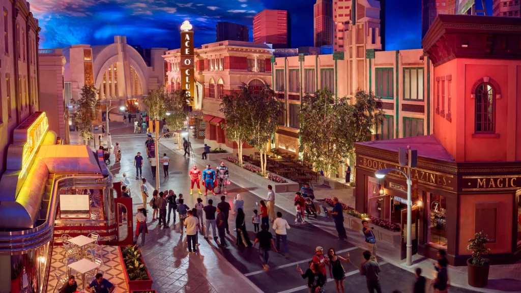 Visitors with characters at Warner Bros World Abu Dhabi