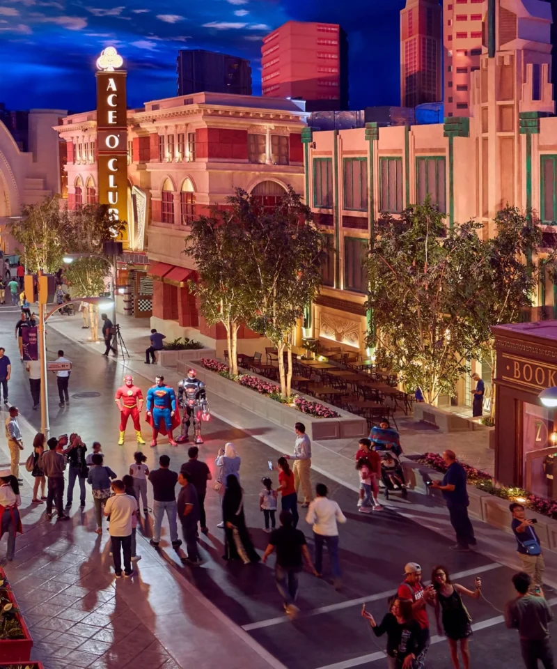 Visitors with characters at Warner Bros World Abu Dhabi