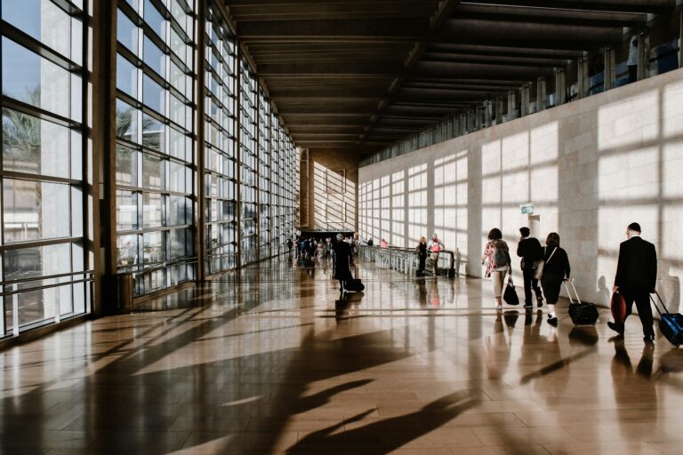 Travelers at airport for UAE visit visa application