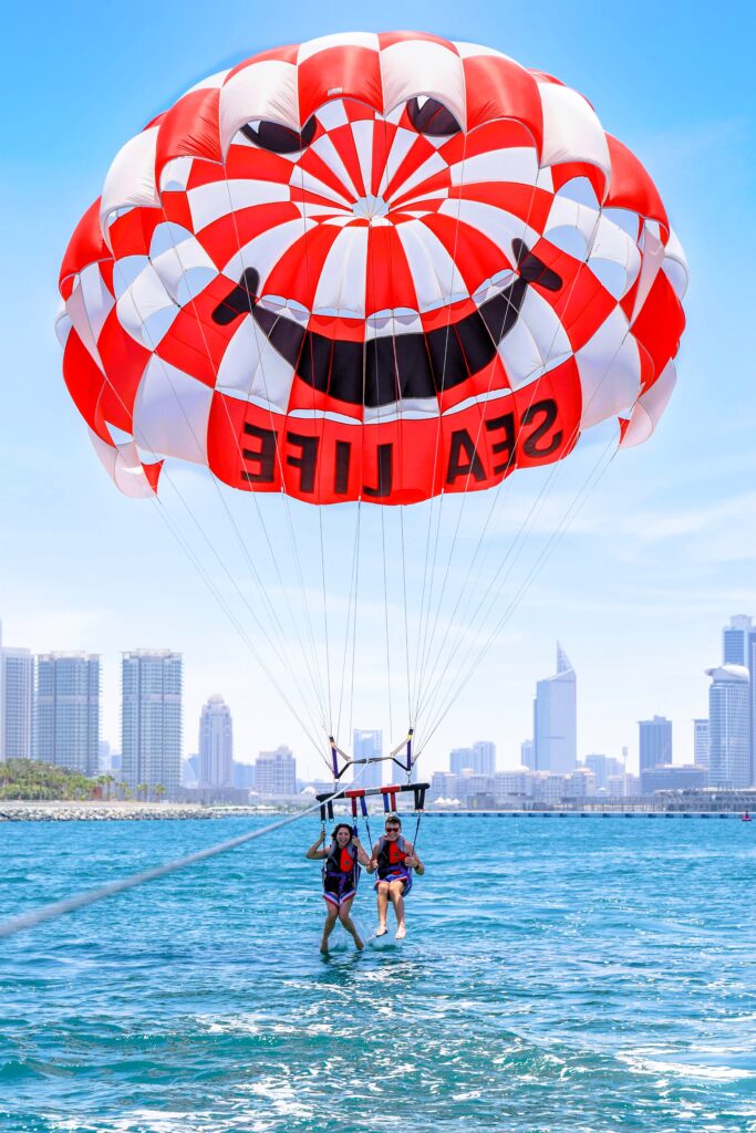 Single parasailing ride over Dubai Marina