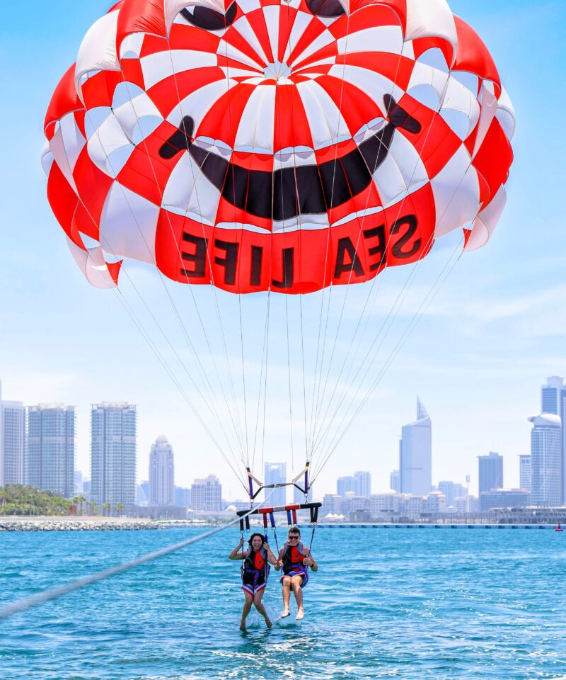 Single parasailing ride over Dubai Marina