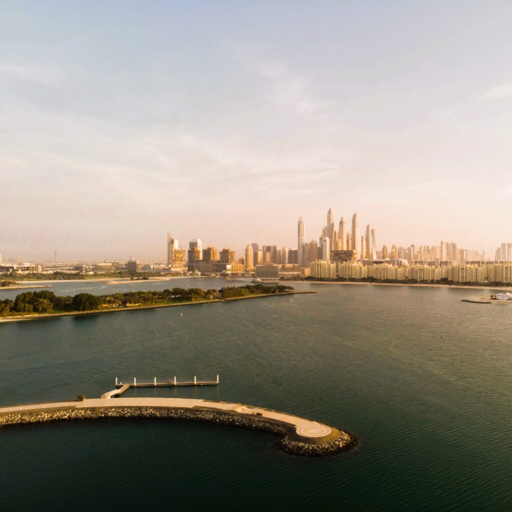 Abu Dhabi Scenic helicopter aerial skyline view