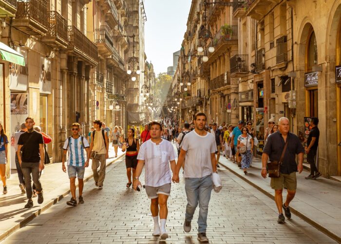 Schengen visa from Dubai travel guide featuring a historic European city street